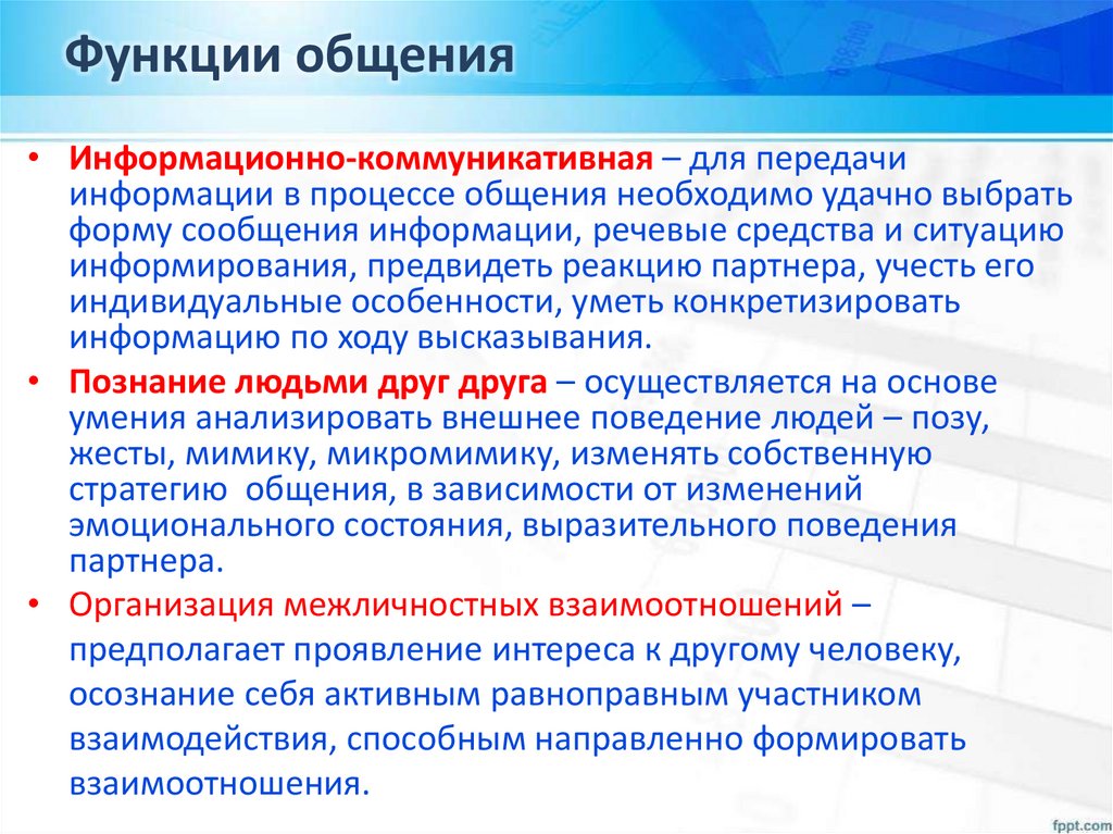 Функции общения