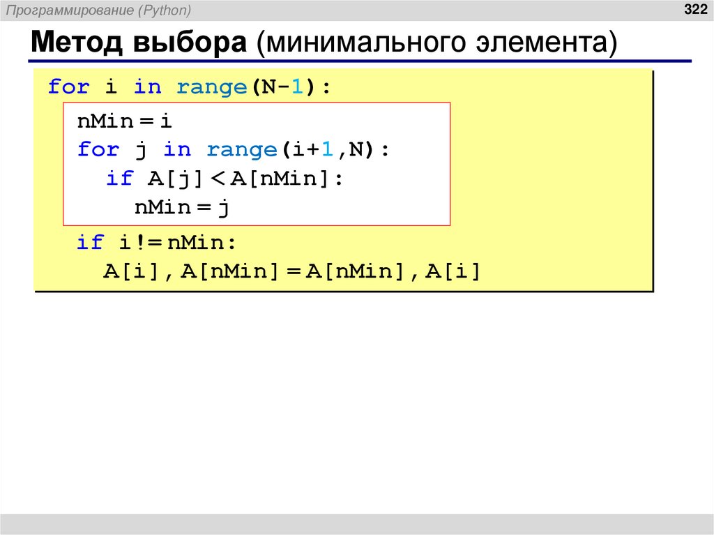 Метод выбора (минимального элемента)