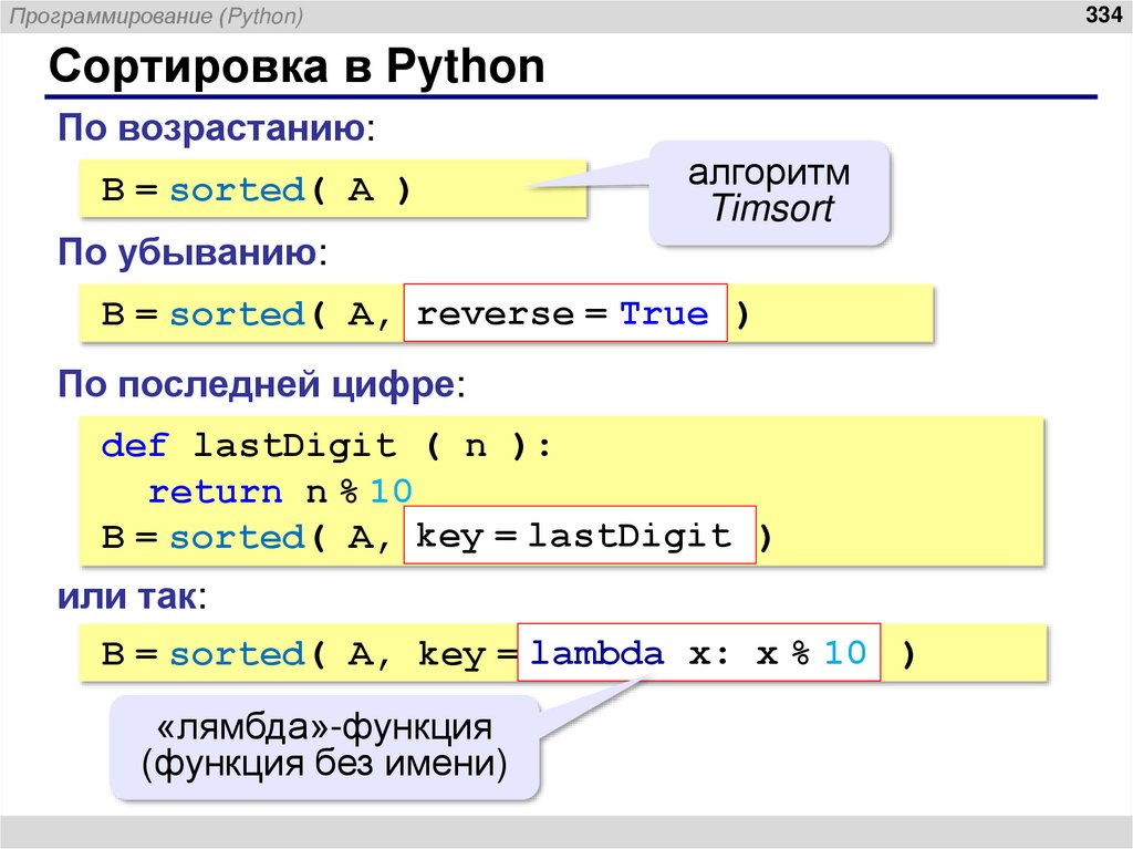 Сортировка в Python