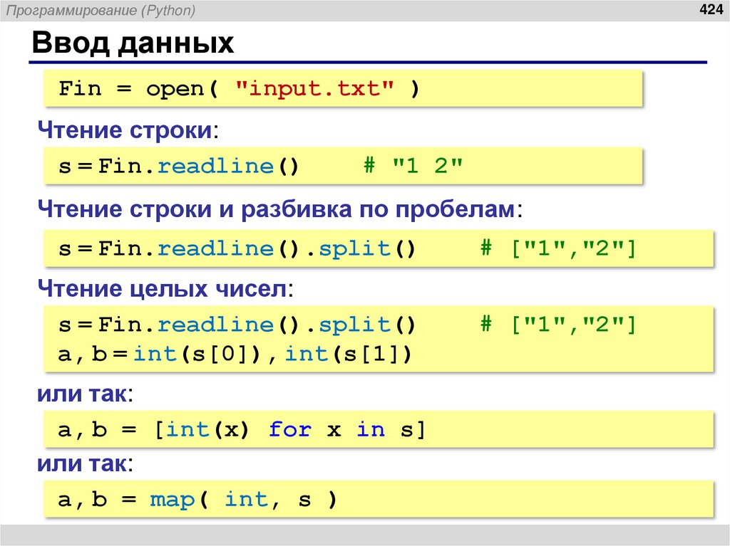 Ввод данных