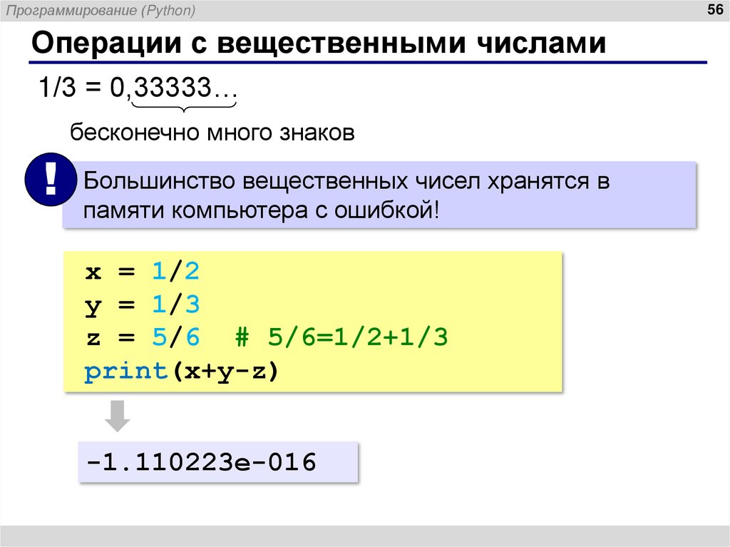 Операции с вещественными числами