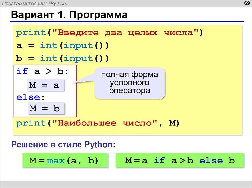 Вариант 1. Программа