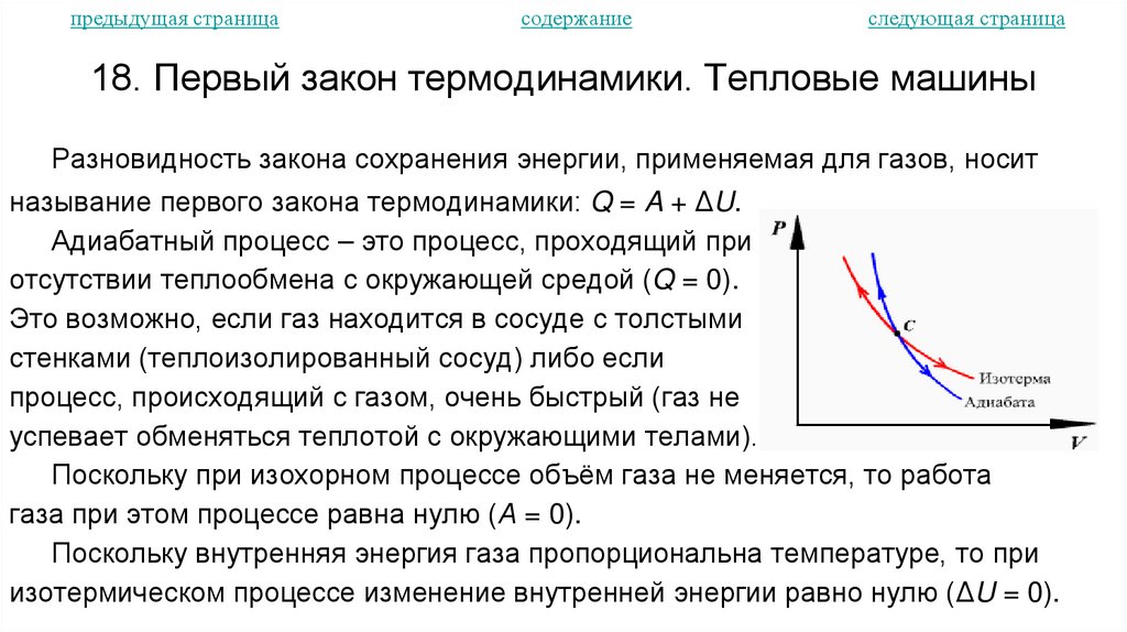18. Первый закон термодинамики. Тепловые машины