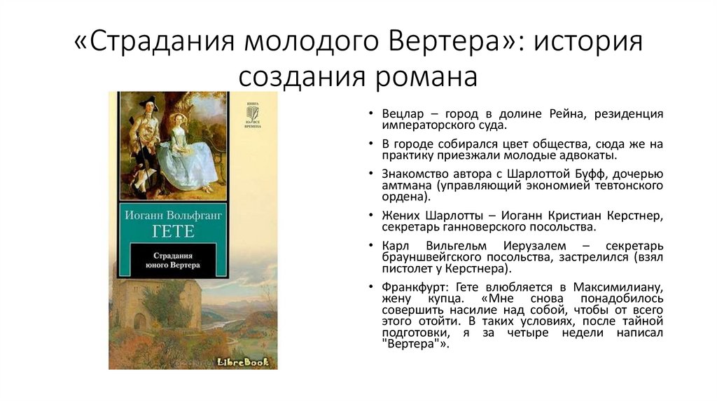 «Страдания молодого Вертера»: история создания романа