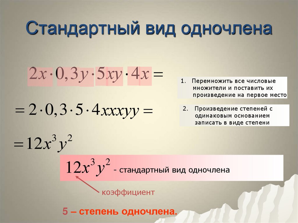 Стандартный вид одночлена