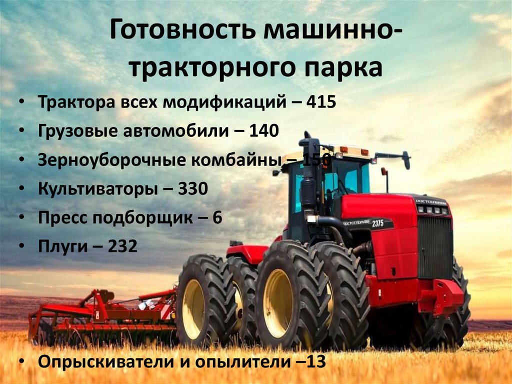 Готовность машинно-тракторного парка