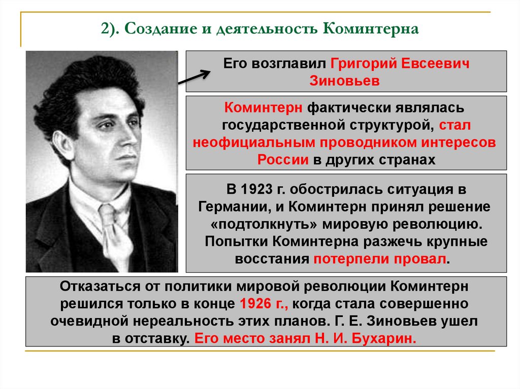 2). Создание и деятельность Коминтерна