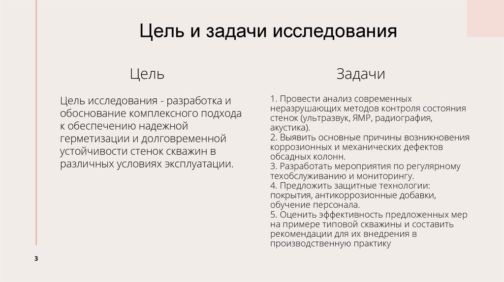 Цель и задачи исследования