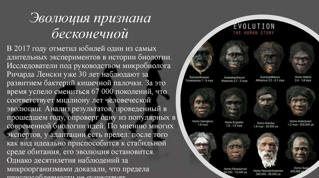 Эволюция признана бесконечной