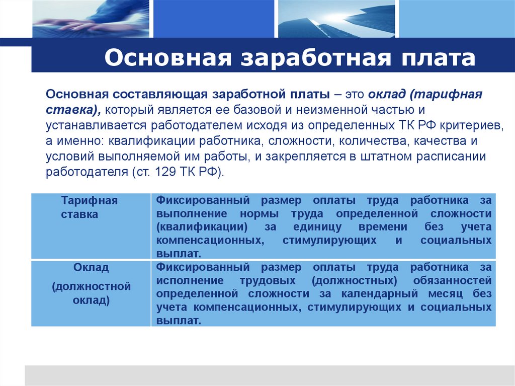 Основная заработная плата