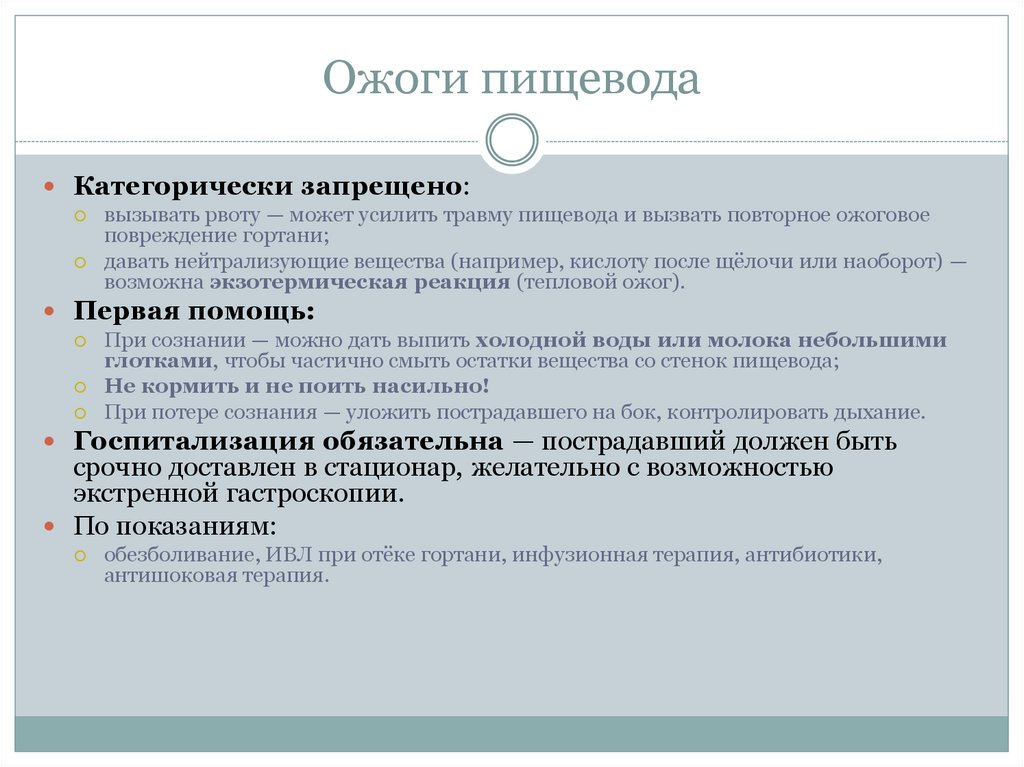 Ожоги пищевода