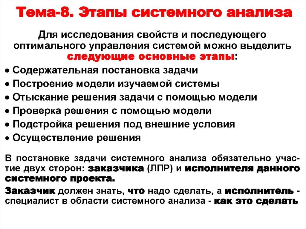Тема-8. Этапы системного анализа
