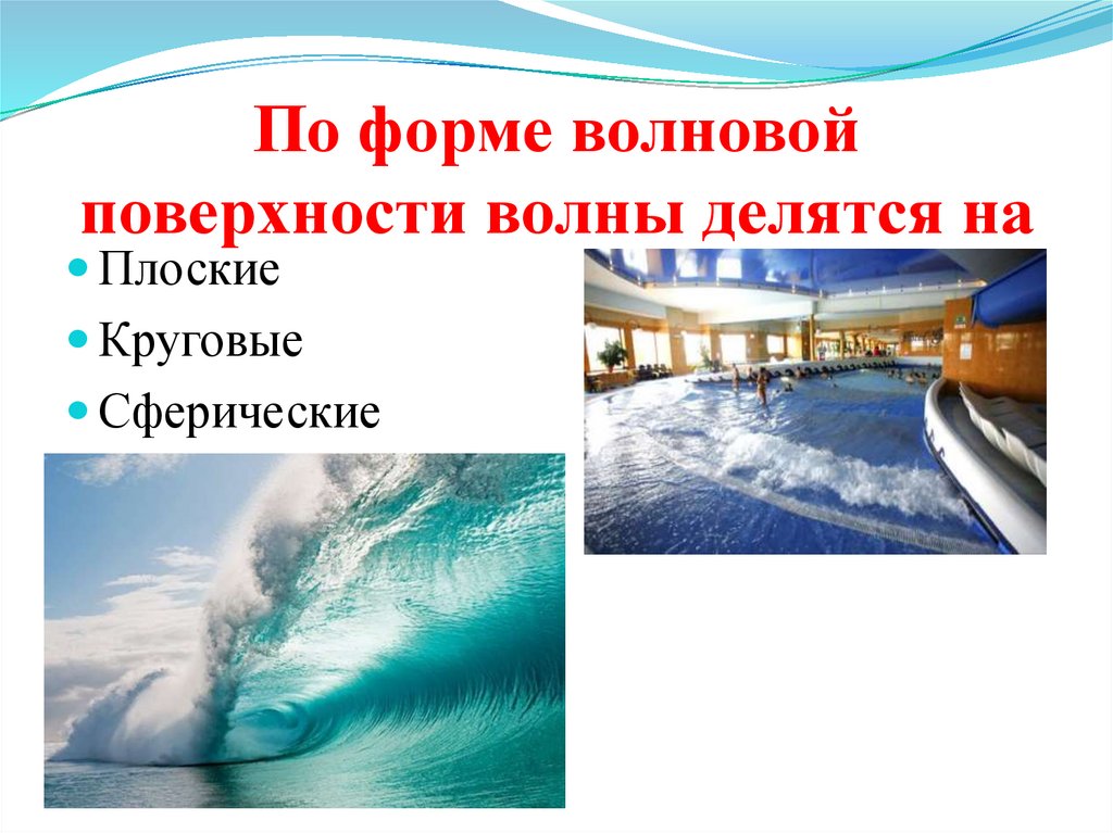 По форме волновой поверхности волны делятся на