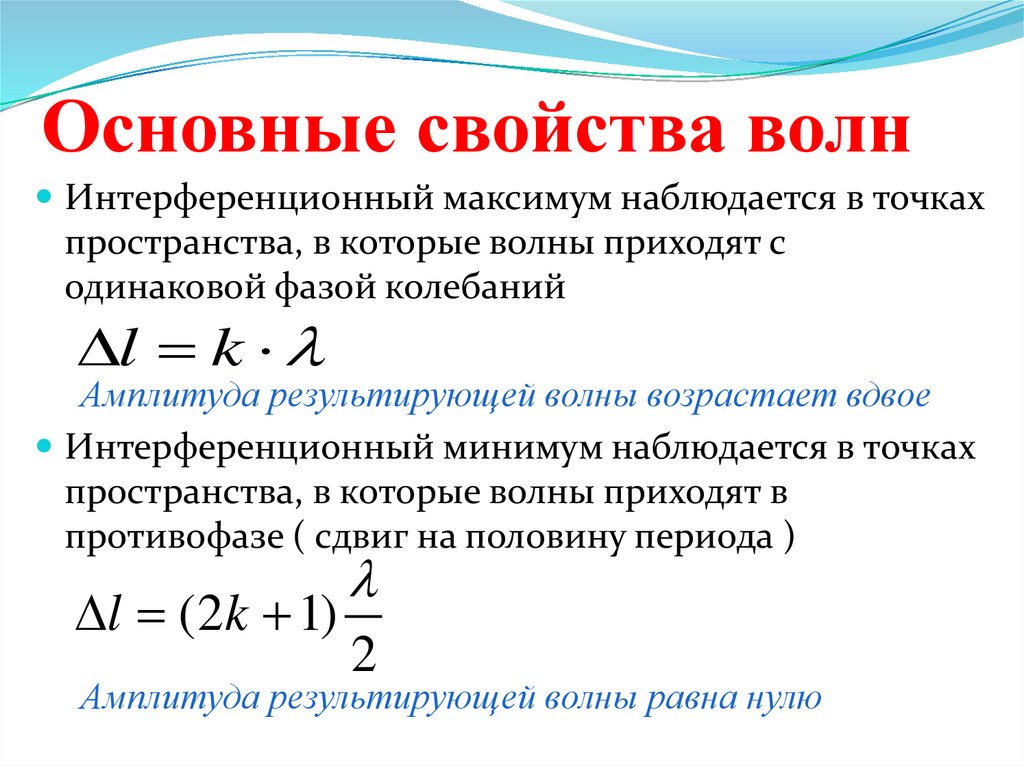 Основные свойства волн