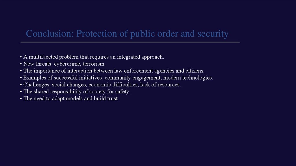 Conclusion: Protection of public order and security