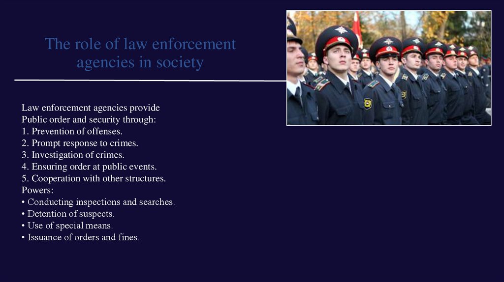 The role of law enforcement agencies in society