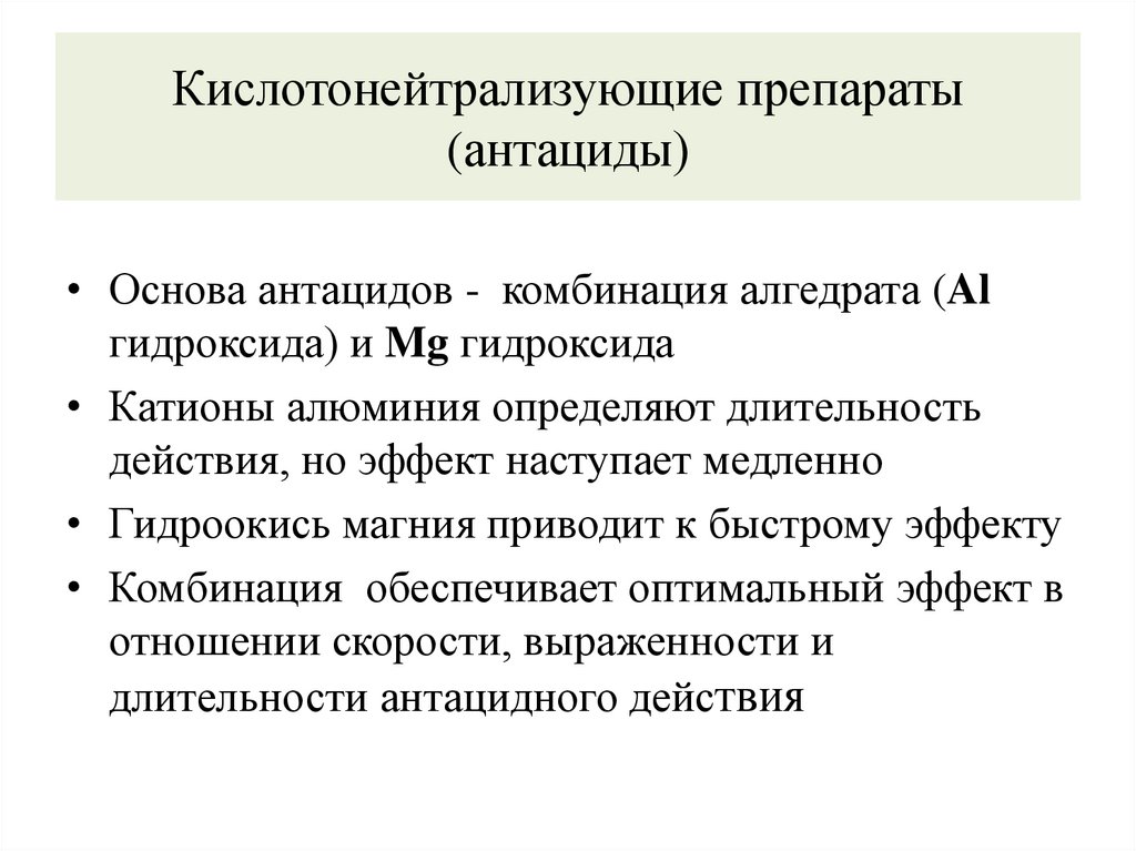 Кислотонейтрализующие препараты (антациды)