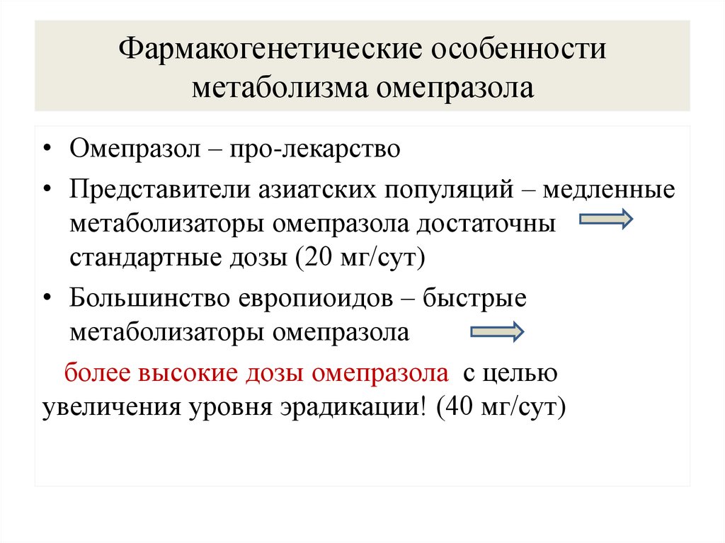 Фармакогенетические особенности метаболизма омепразола