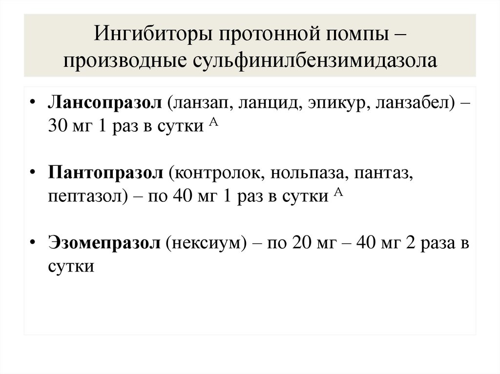 Ингибиторы протонной помпы – производные сульфинилбензимидазола