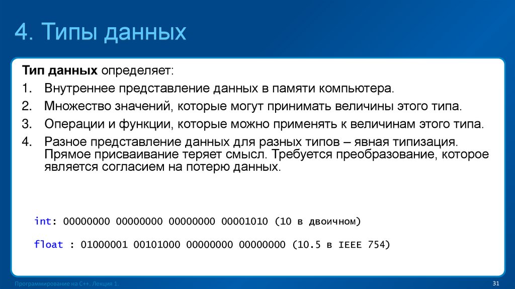 4. Типы данных