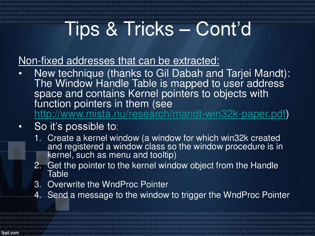 Tips & Tricks – Cont’d