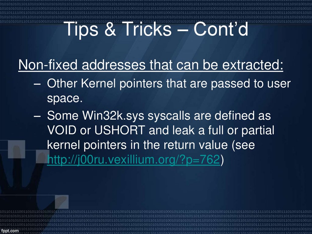 Tips & Tricks – Cont’d