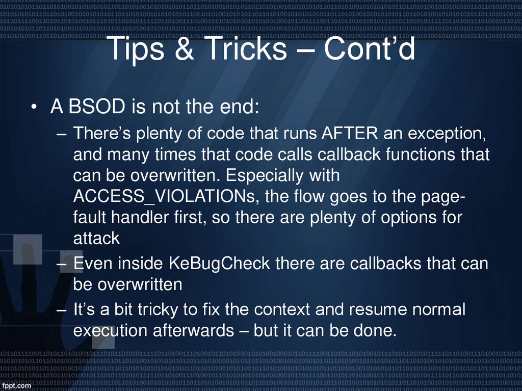 Tips & Tricks – Cont’d