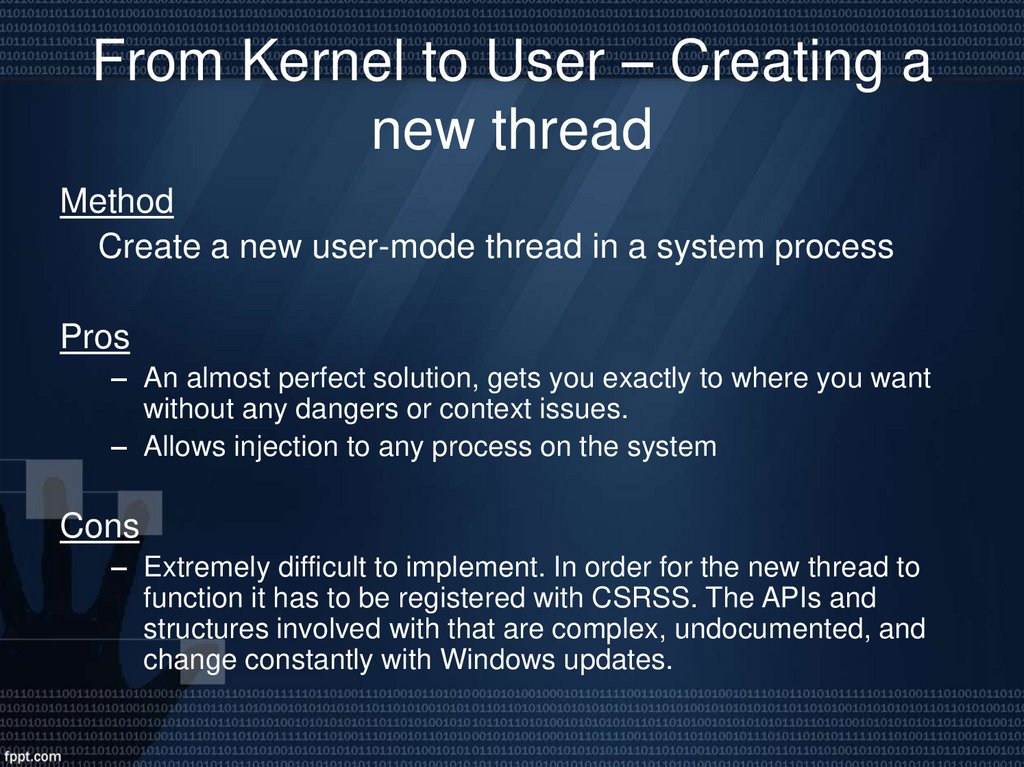 From Kernel to User – Creating a new thread
