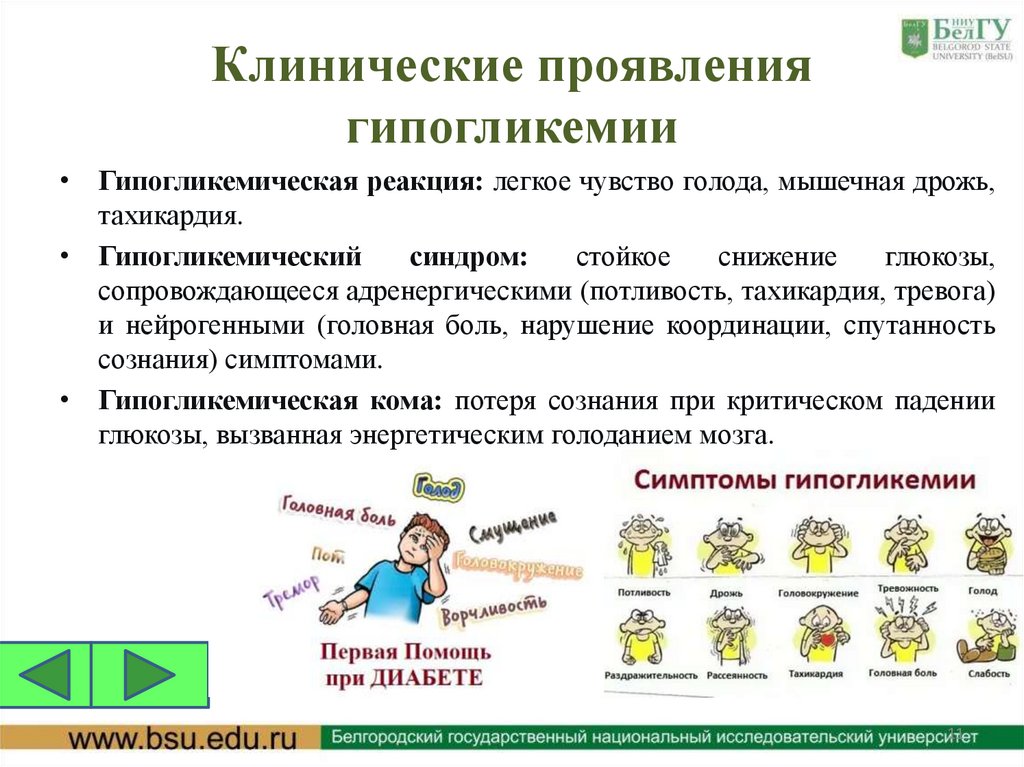 Клинические проявления гипогликемии