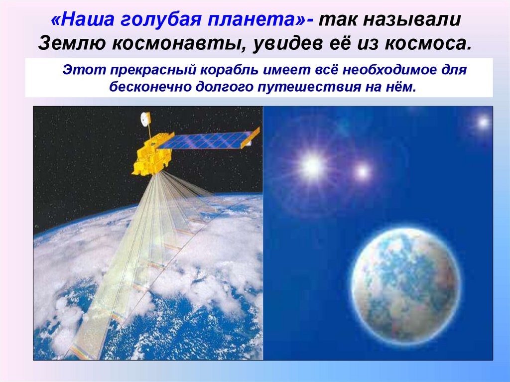 «Наша голубая планета»- так называли Землю космонавты, увидев её из космоса.