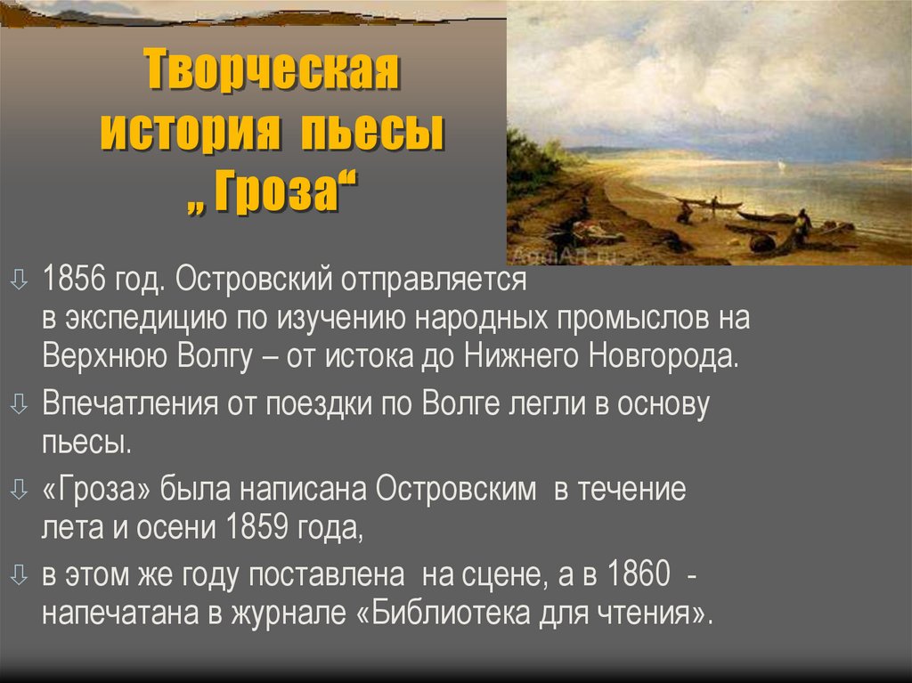 Творческая история пьесы „ Гроза“