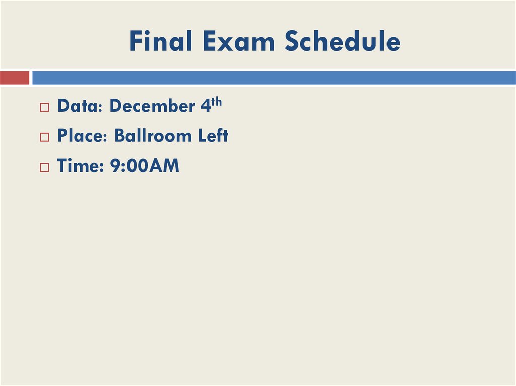 Final Exam Schedule