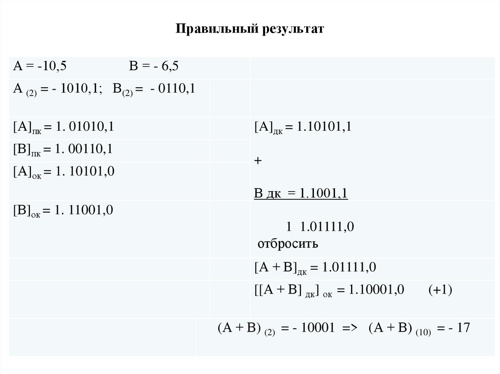 Правильный результат