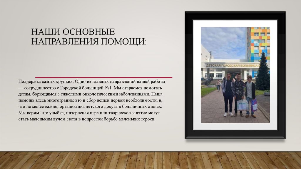 Наши основные направления помощи: