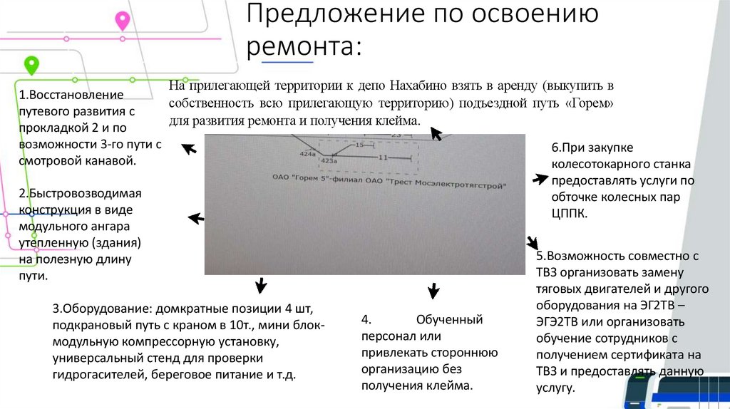 Предложение по освоению ремонта: