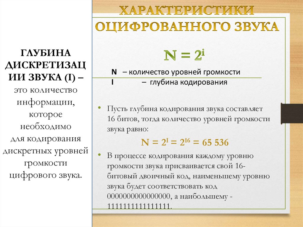 ХАРАКТЕРИСТИКИ ОЦИФРОВАННОГО ЗВУКА