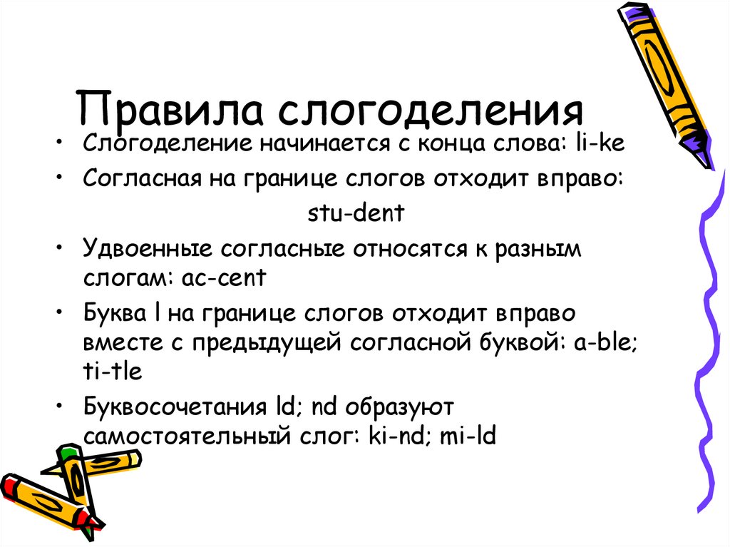 Правила слогоделения