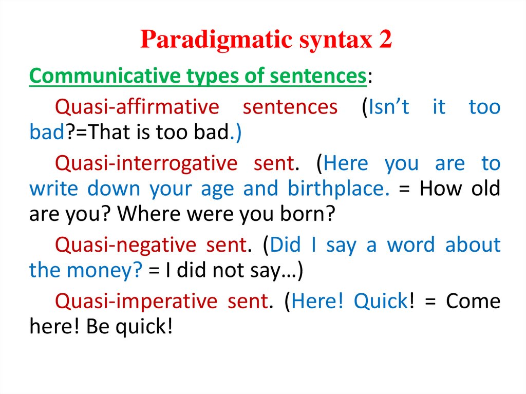 Paradigmatic syntax 2