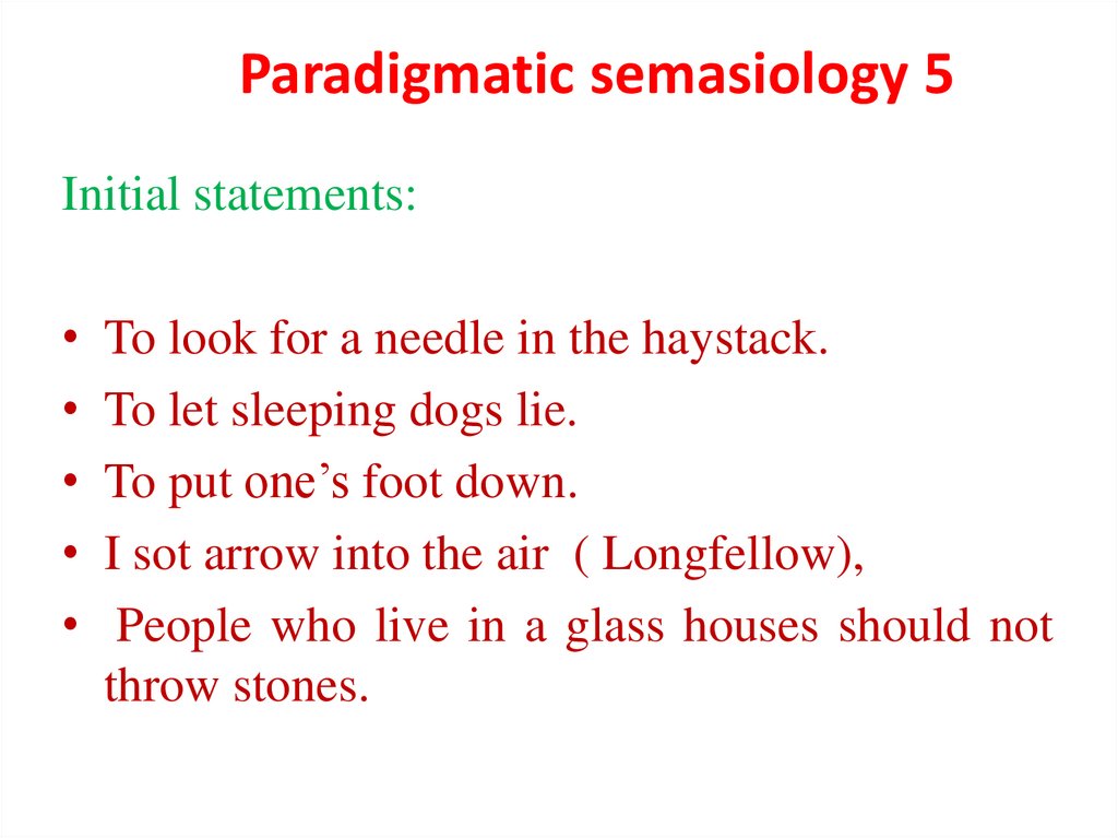 Paradigmatic semasiology 5