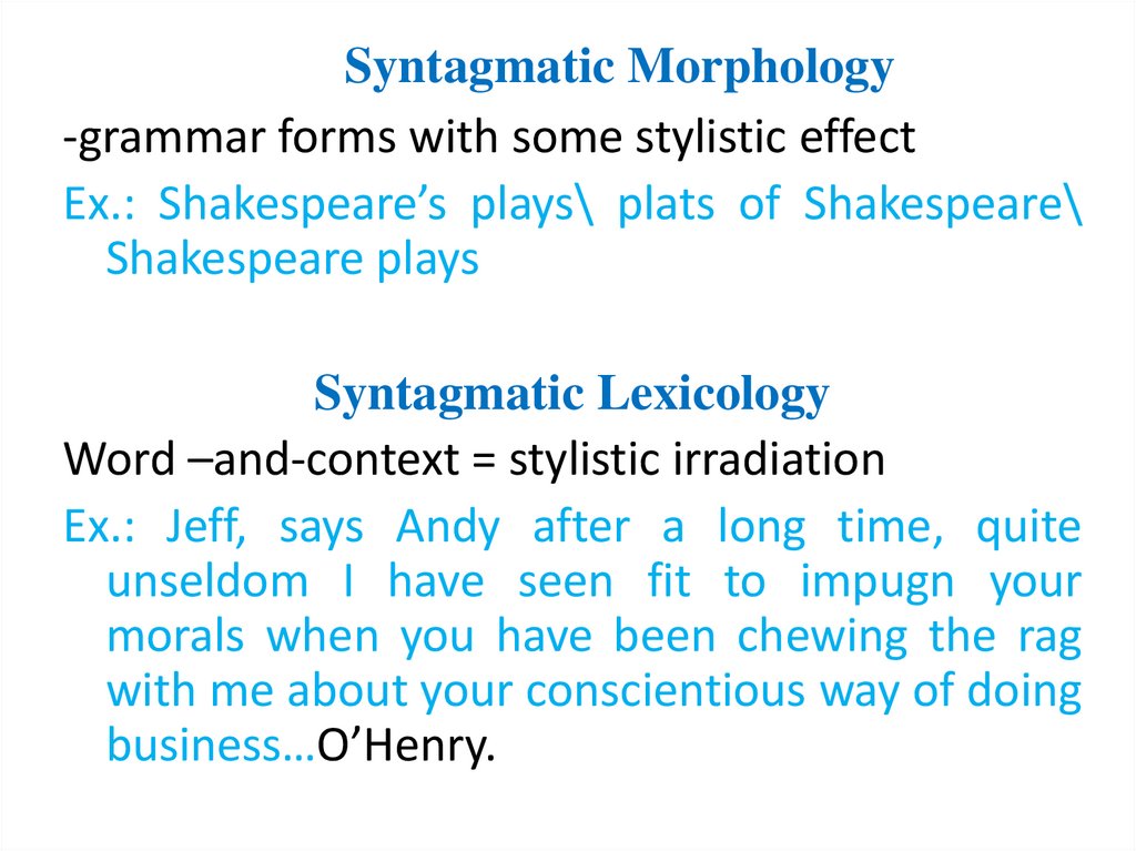 Syntagmatic Morphology