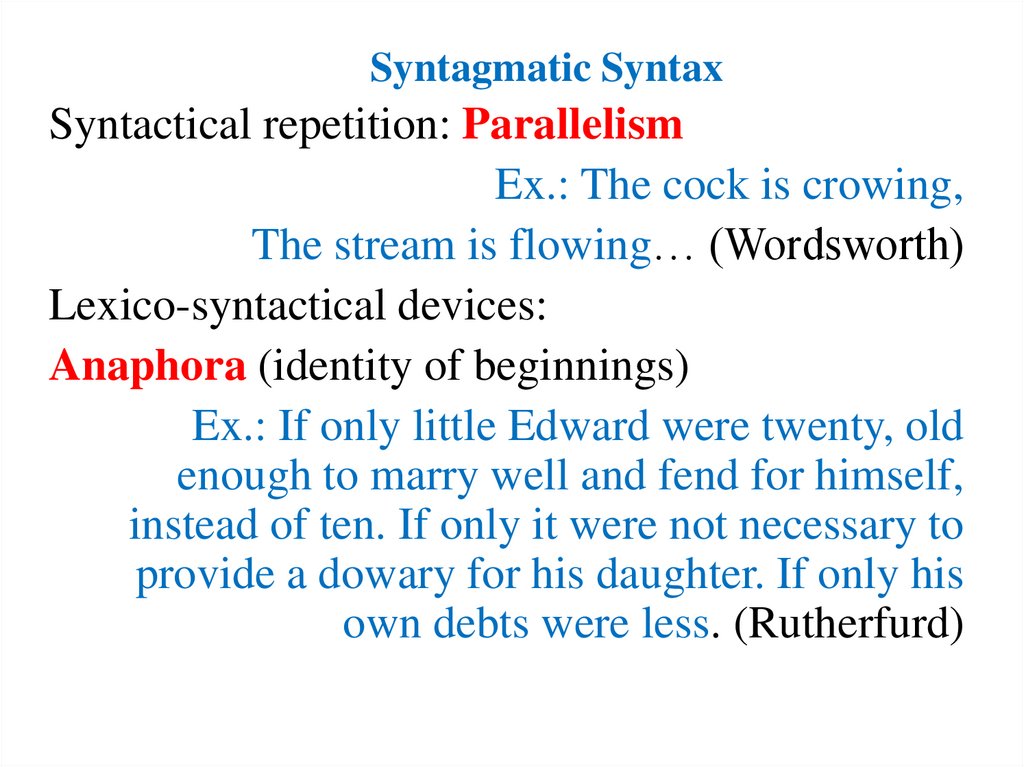 Syntagmatic Syntax