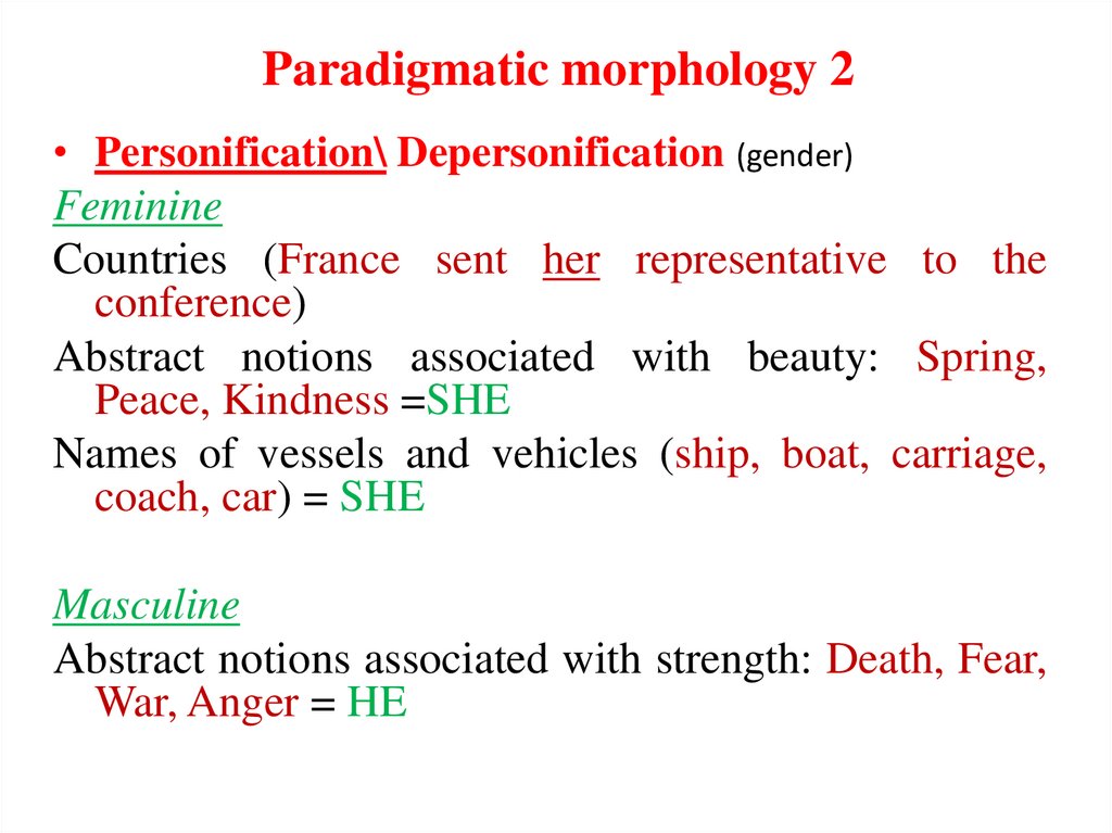 Paradigmatic morphology 2