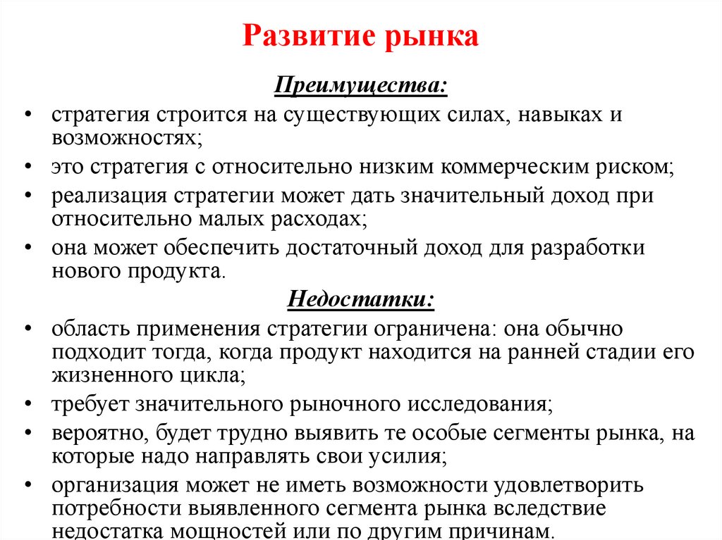 Развитие рынка