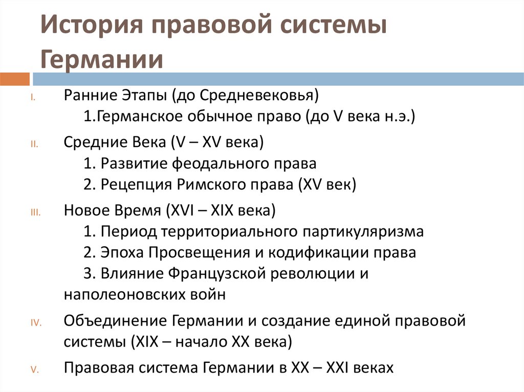 История правовой системы Германии