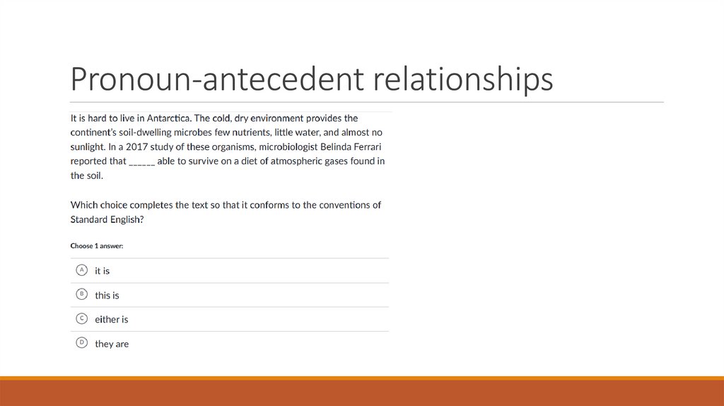 Pronoun-antecedent relationships