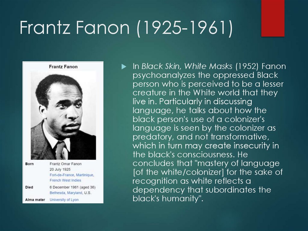 Frantz Fanon (1925-1961)