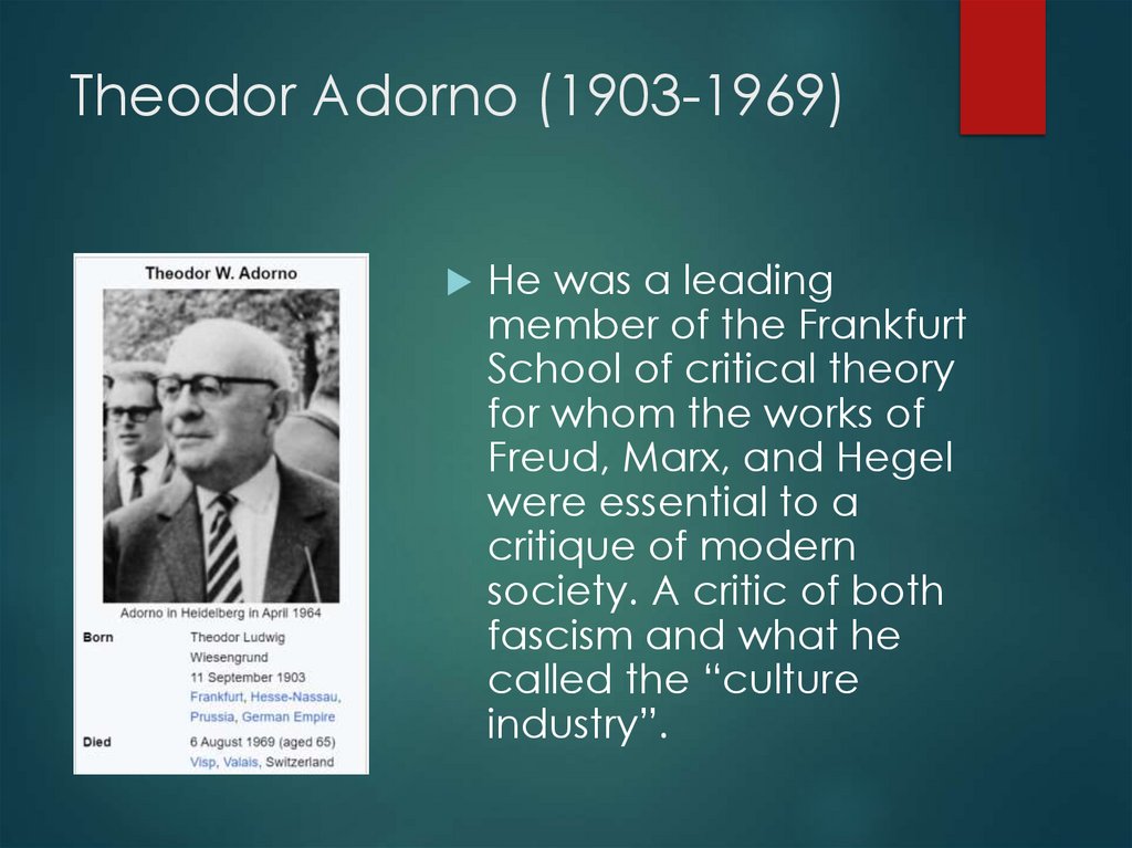 Theodor Adorno (1903-1969)