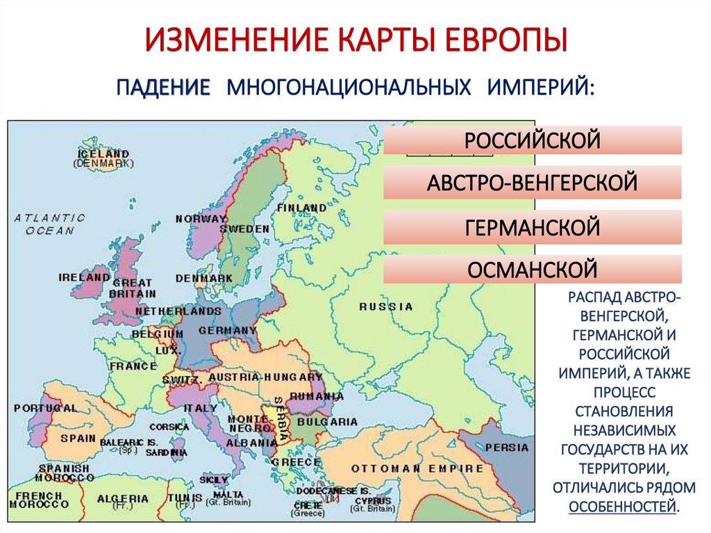 ИЗМЕНЕНИЕ КАРТЫ ЕВРОПЫ