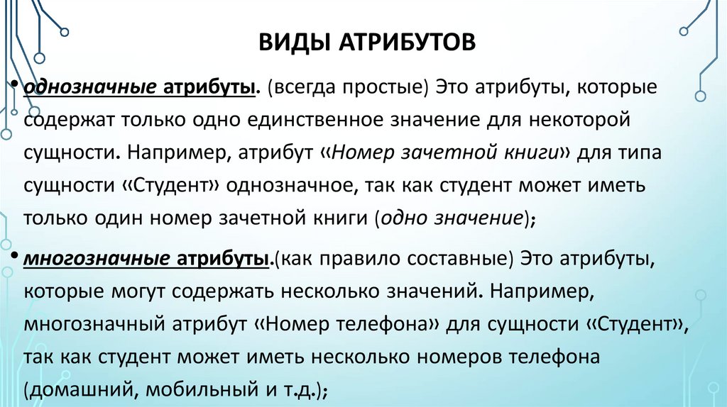  Виды атрибутов