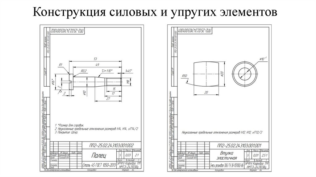 Конструкция силовых и упругих элементов